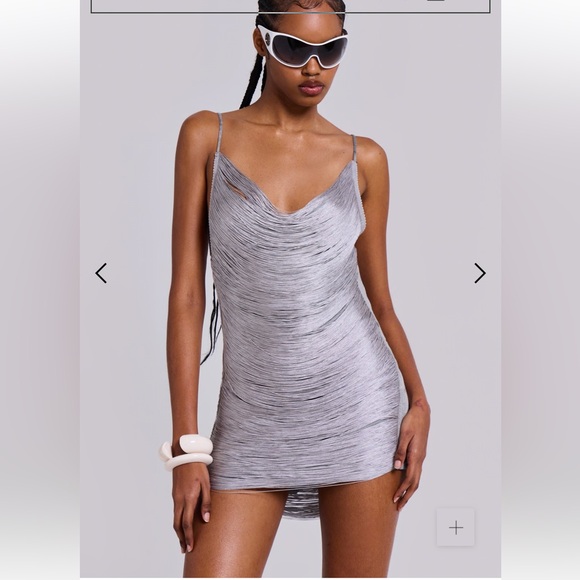 Jaded London Dresses & Skirts - Revolve Jaded London Lavinia Backless Fringe Mini Dress Silver Steel XS NWT NEW